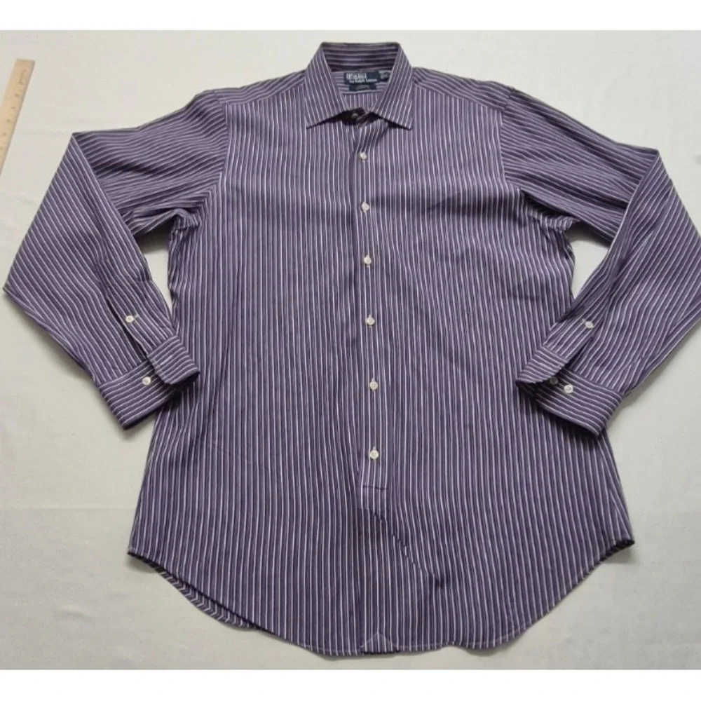 Polo Ralph Lauren Men's Micro Stripe Purple Dress Shirt Curham Classic 16 34/35‎